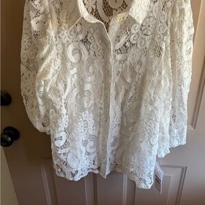 Nanette Lepore White Lace Blouse